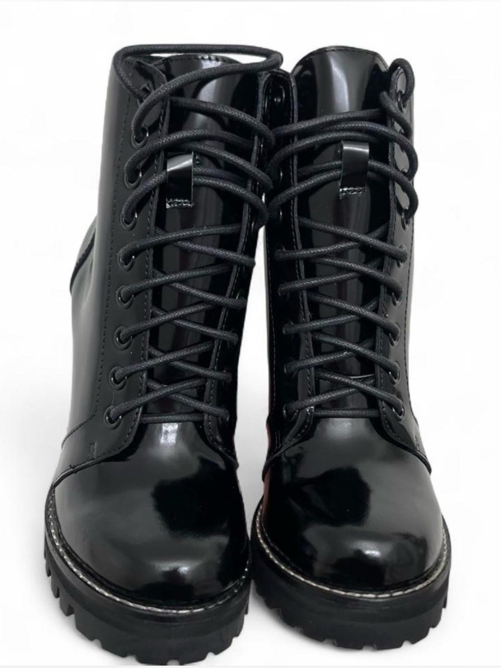 Jeffrey Campbell Legion Black Leather Upper Lace-Up Ankle Boots